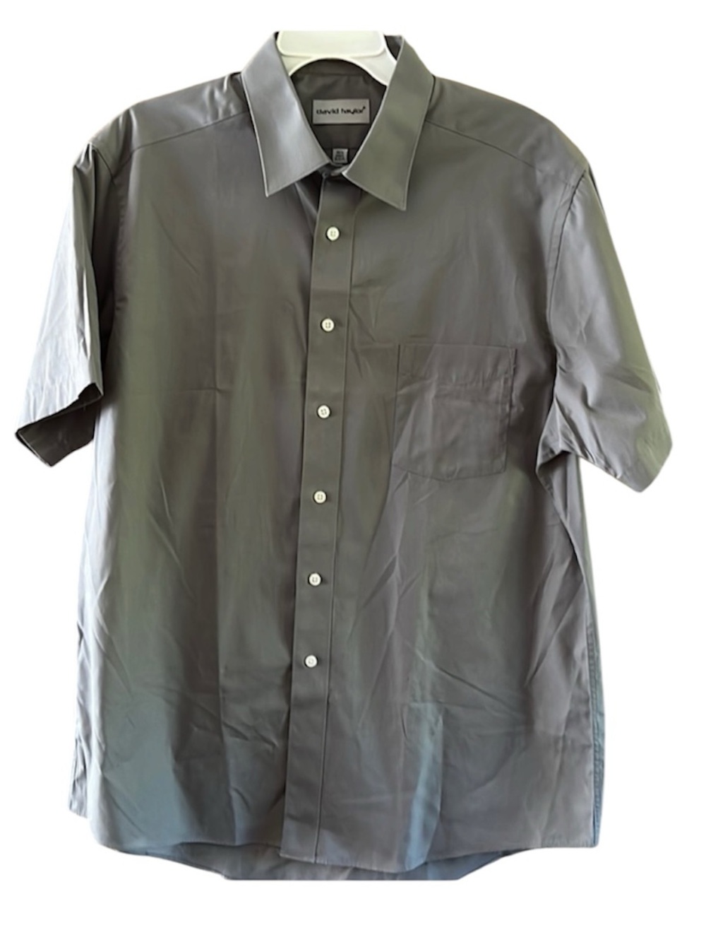 David Taylor Mens short sleeve shirt gray single needle tailoring 16.5
